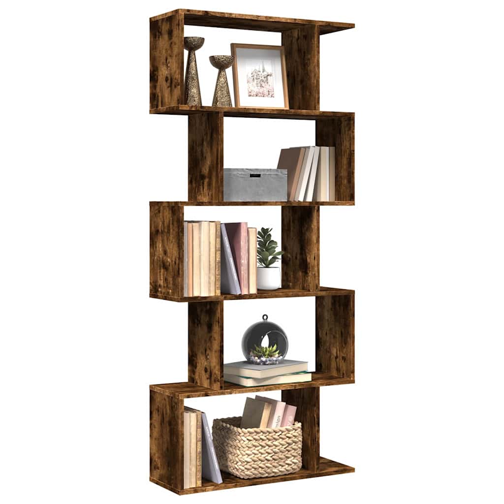 Kamerscherm / boekenkast 5-laags 70x24x161 cm hout gerookt eik is nu te koop bij PeponiXL, paradijselijk wonen!