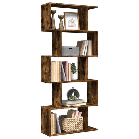 Kamerscherm / boekenkast 5-laags 70x24x161 cm hout gerookt eik is nu te koop bij PeponiXL, paradijselijk wonen!