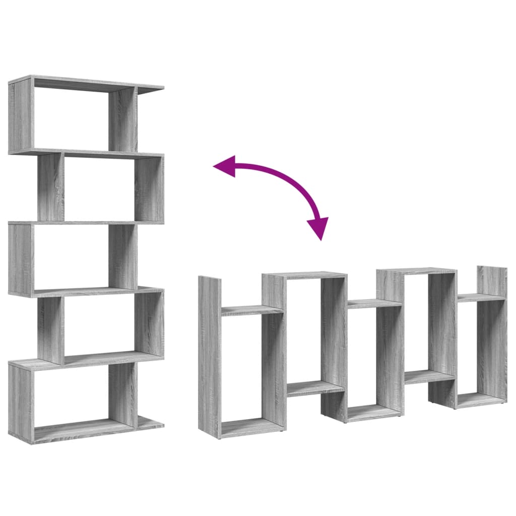 Kamerscherm / boekenkast 5-laags 70x24x161 cm hout grijs sonoma is nu te koop bij PeponiXL, paradijselijk wonen!