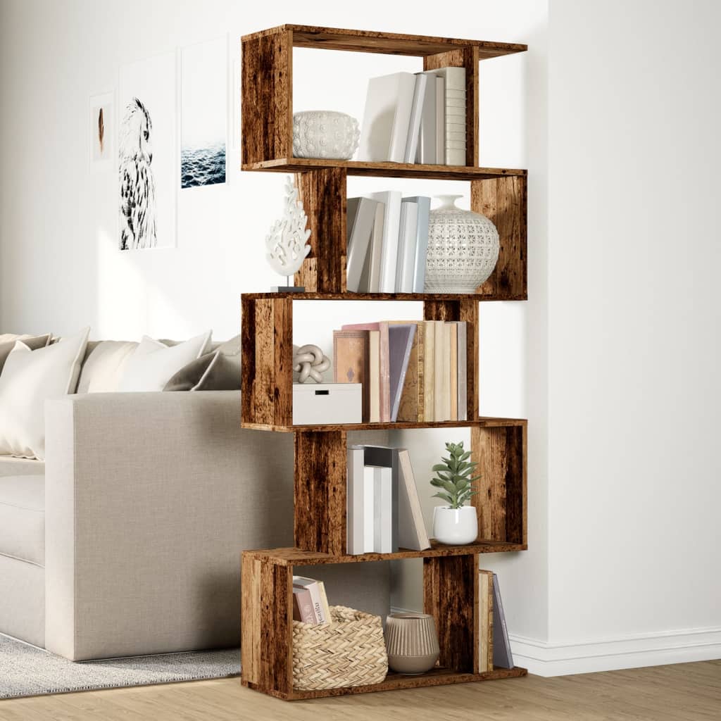 Kamerscherm / boekenkast 5-laags 70x24x161 cm hout oud hout is nu te koop bij PeponiXL, paradijselijk wonen!