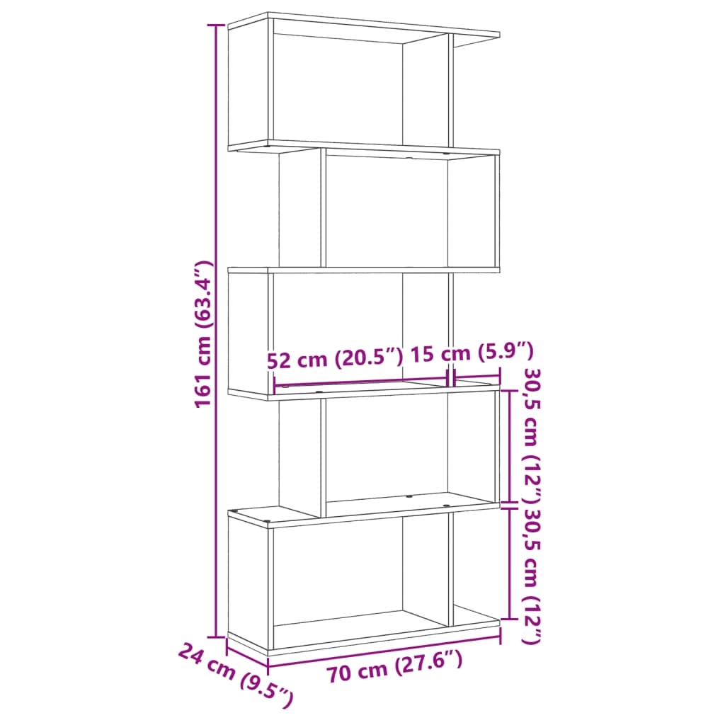 Kamerscherm / boekenkast 5-laags 70x24x161 cm hout oud hout is nu te koop bij PeponiXL, paradijselijk wonen!