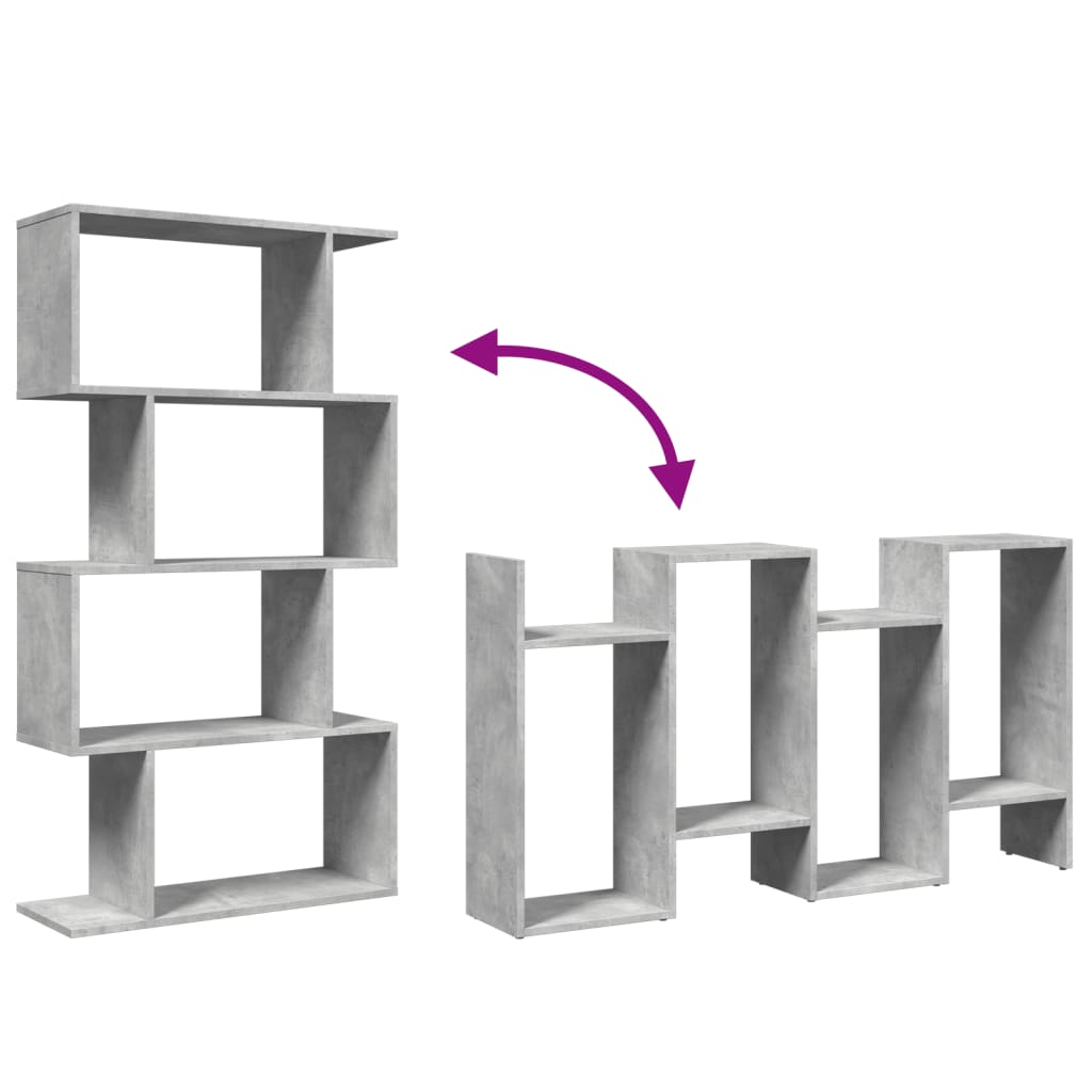 Kamerscherm / boekenkast 4-laags 70x24x129 cm hout betongrijs is nu te koop bij PeponiXL, paradijselijk wonen!