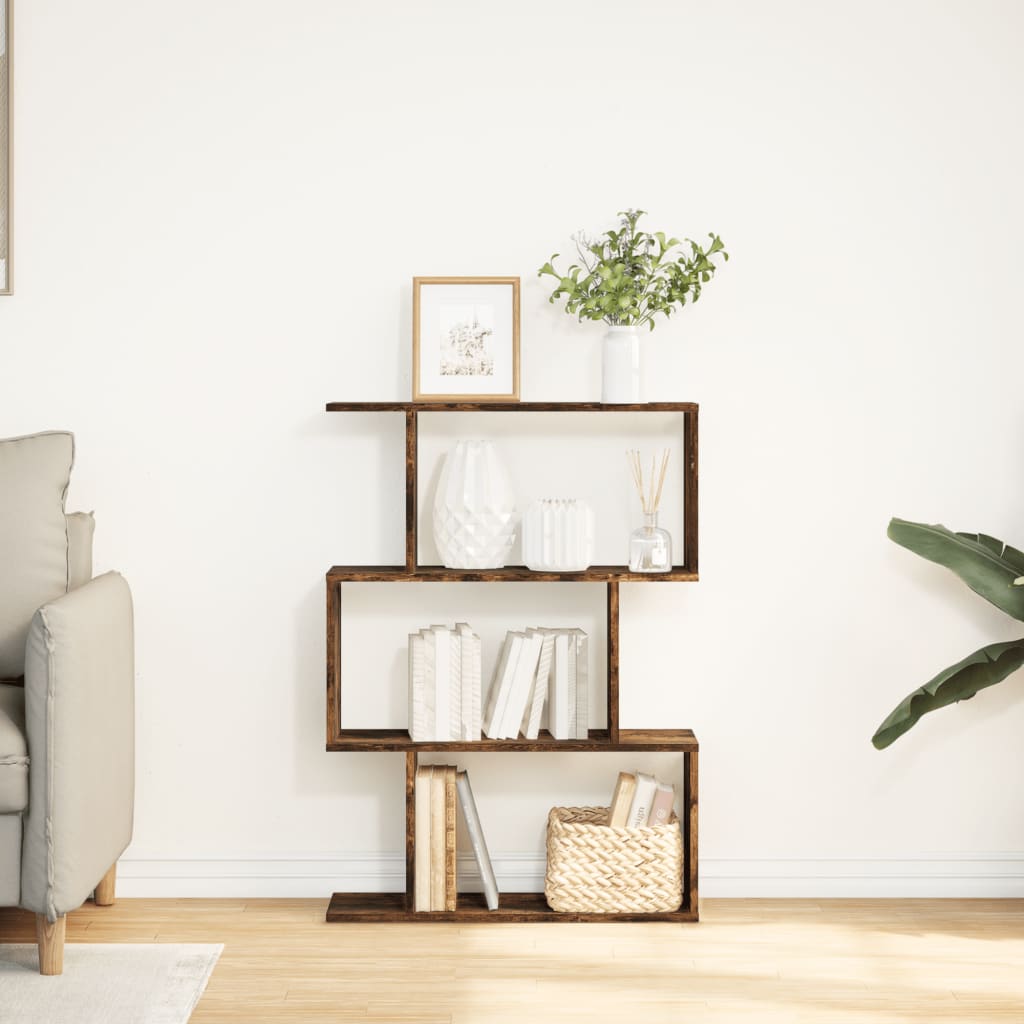 Kamerscherm / boekenkast 3-laags 70x24x97 cm hout gerookt eik is nu te koop bij PeponiXL, paradijselijk wonen!
