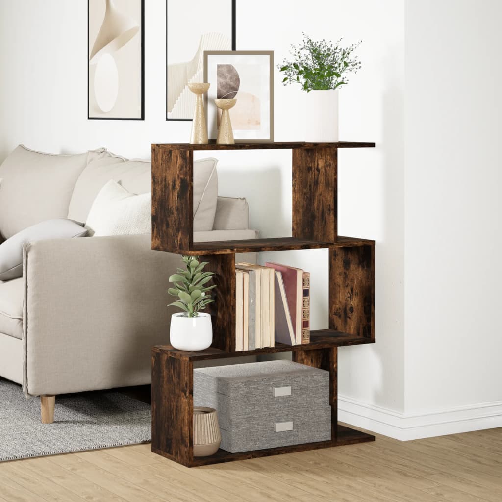 Kamerscherm / boekenkast 3-laags 70x24x97 cm hout gerookt eik is nu te koop bij PeponiXL, paradijselijk wonen!