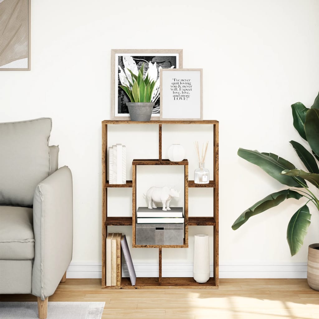 Boekenkast 63x20x90 cm bewerkt hout oud houtkleurig is nu te koop bij PeponiXL, paradijselijk wonen!