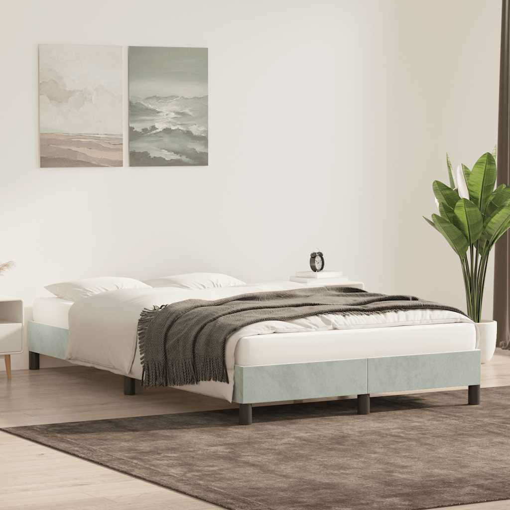 Bedframe zonder matras 120x210 cm fluweel lichtgrijs is nu te koop bij PeponiXL, paradijselijk wonen!