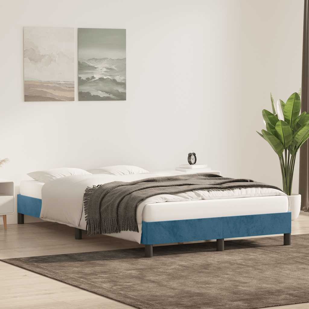 Bedframe zonder matras 120x210 cm fluweel donkerblauw is nu te koop bij PeponiXL, paradijselijk wonen!