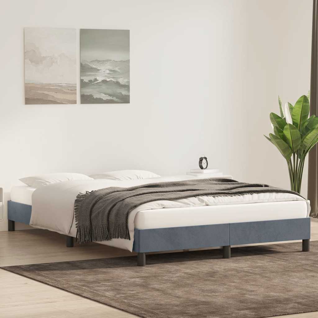 Bedframe zonder matras 140x210 cm fluweel donkergrijs is nu te koop bij PeponiXL, paradijselijk wonen!