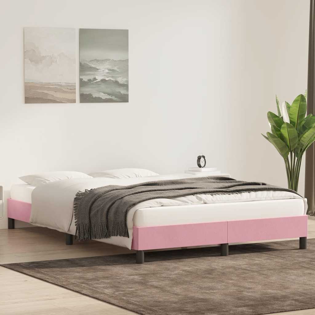 Bedframe zonder matras 140x210 cm fluweel roze is nu te koop bij PeponiXL, paradijselijk wonen!