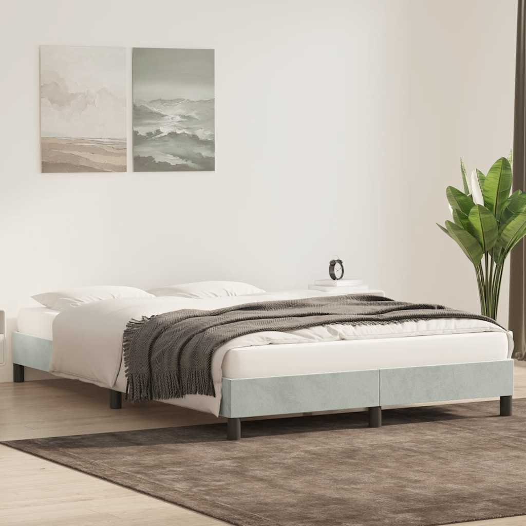 Bedframe zonder matras 160x210 cm fluweel lichtgrijs is nu te koop bij PeponiXL, paradijselijk wonen!