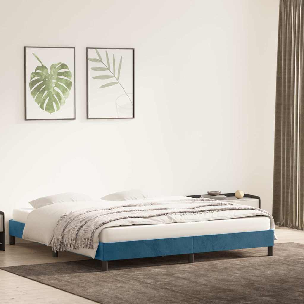 Bedframe zonder matras 180x210 cm fluweel donkerblauw is nu te koop bij PeponiXL, paradijselijk wonen!