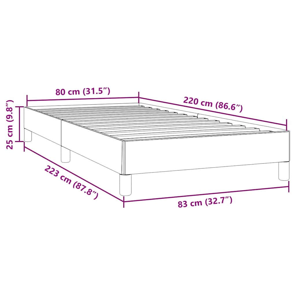 Bedframe zonder matras 80x220 cm fluweel lichtgrijs is nu te koop bij PeponiXL, paradijselijk wonen!