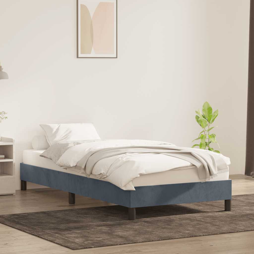 Bedframe zonder matras 80x220 cm fluweel donkergrijs is nu te koop bij PeponiXL, paradijselijk wonen!