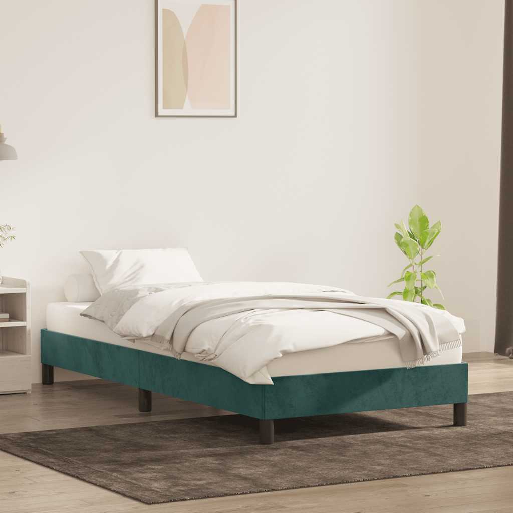Bedframe zonder matras 80x220 cm fluweel donkergroen is nu te koop bij PeponiXL, paradijselijk wonen!