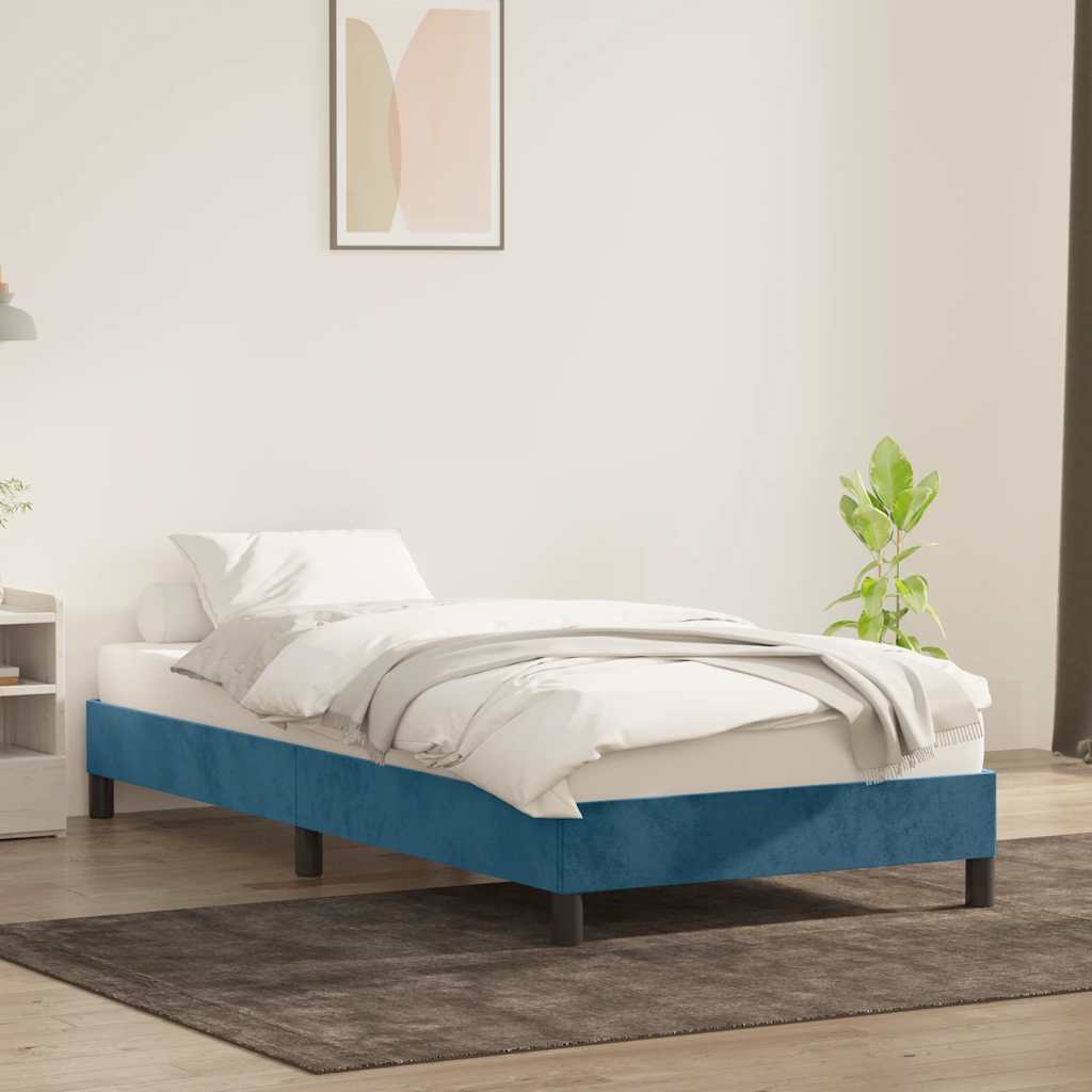 Bedframe zonder matras 80x220 cm fluweel donkerblauw is nu te koop bij PeponiXL, paradijselijk wonen!