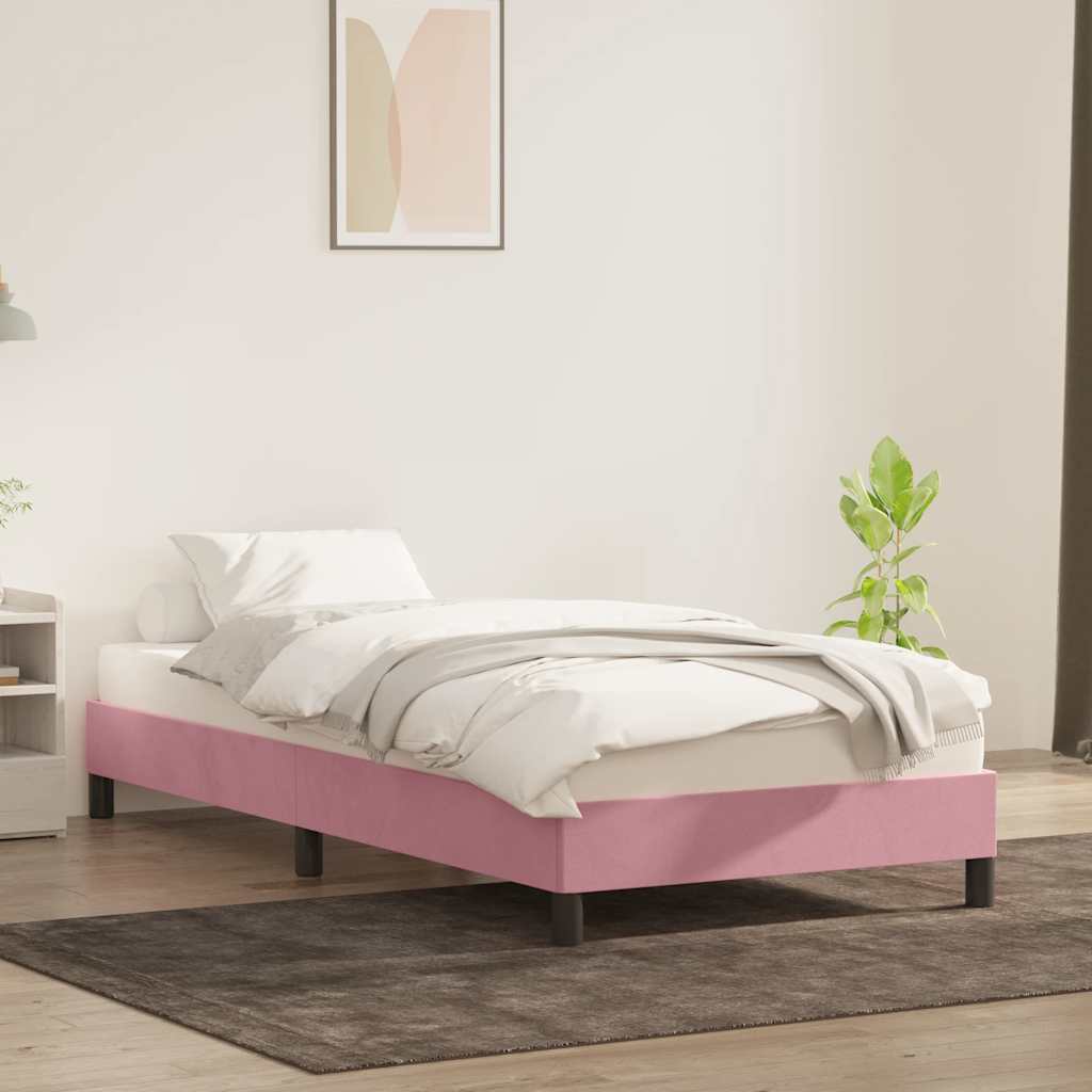 Bedframe zonder matras 80x220 cm fluweel roze is nu te koop bij PeponiXL, paradijselijk wonen!