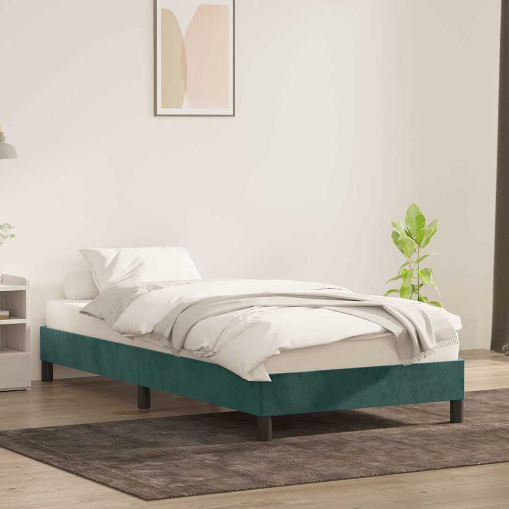 Bedframe zonder matras 90x220 cm fluweel donkergroen is nu te koop bij PeponiXL, paradijselijk wonen!