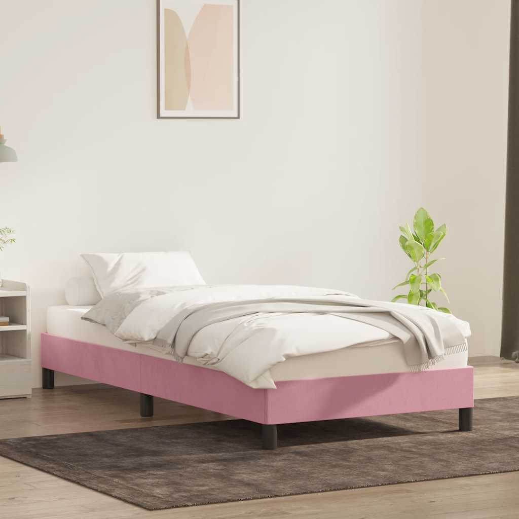 Bedframe zonder matras 90x220 cm fluweel roze is nu te koop bij PeponiXL, paradijselijk wonen!