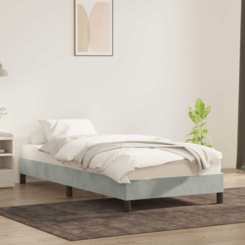 Bedframe zonder matras 100x220 cm fluweel lichtgrijs is nu te koop bij PeponiXL, paradijselijk wonen!
