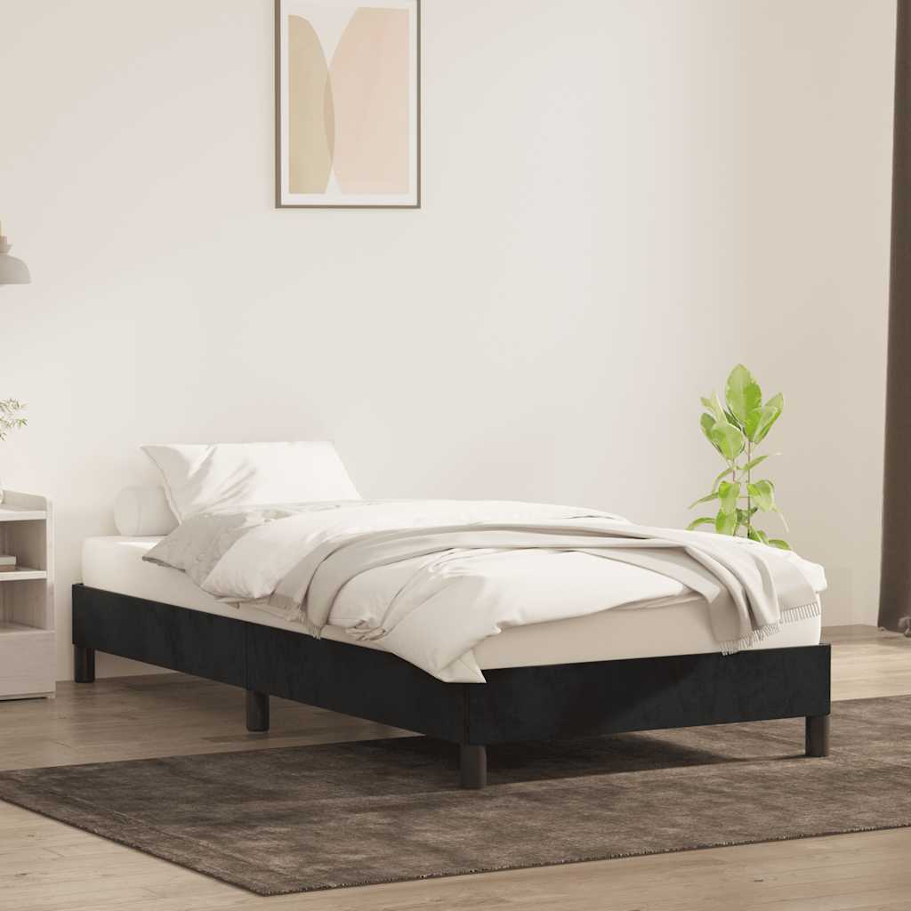 Bedframe zonder matras 100x220 cm fluweel zwart is nu te koop bij PeponiXL, paradijselijk wonen!
