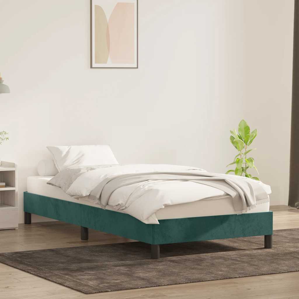 Bedframe zonder matras 100x220 cm fluweel donkergroen is nu te koop bij PeponiXL, paradijselijk wonen!