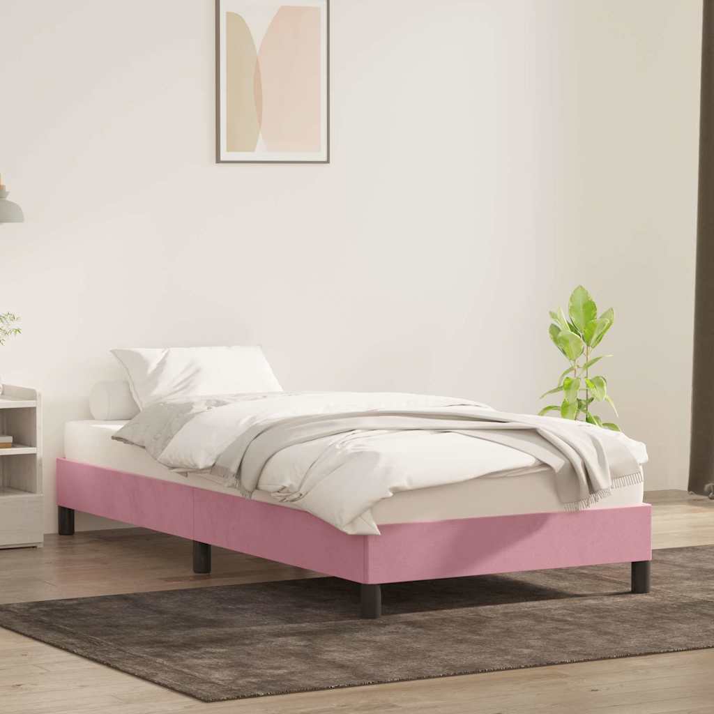 Bedframe zonder matras 100x220 cm fluweel roze is nu te koop bij PeponiXL, paradijselijk wonen!