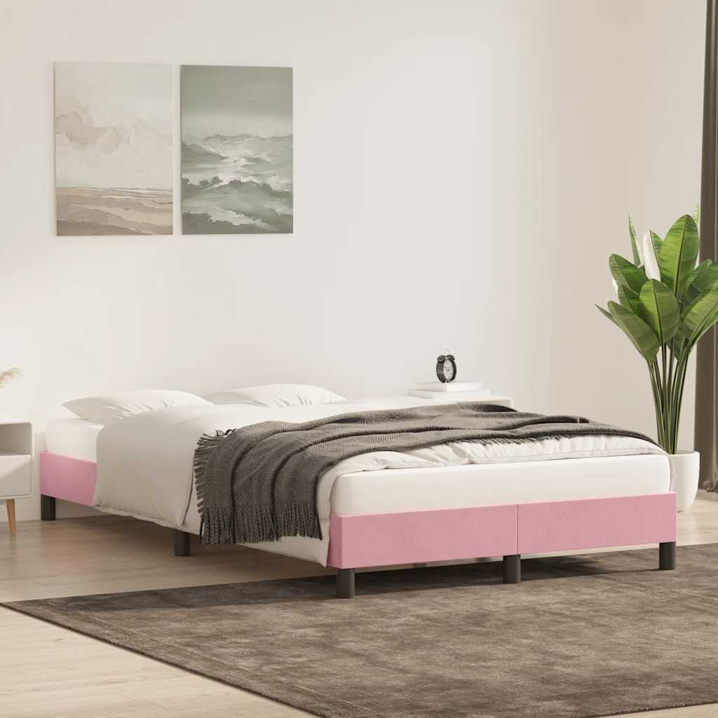Bedframe zonder matras 120x220 cm fluweel roze is nu te koop bij PeponiXL, paradijselijk wonen!