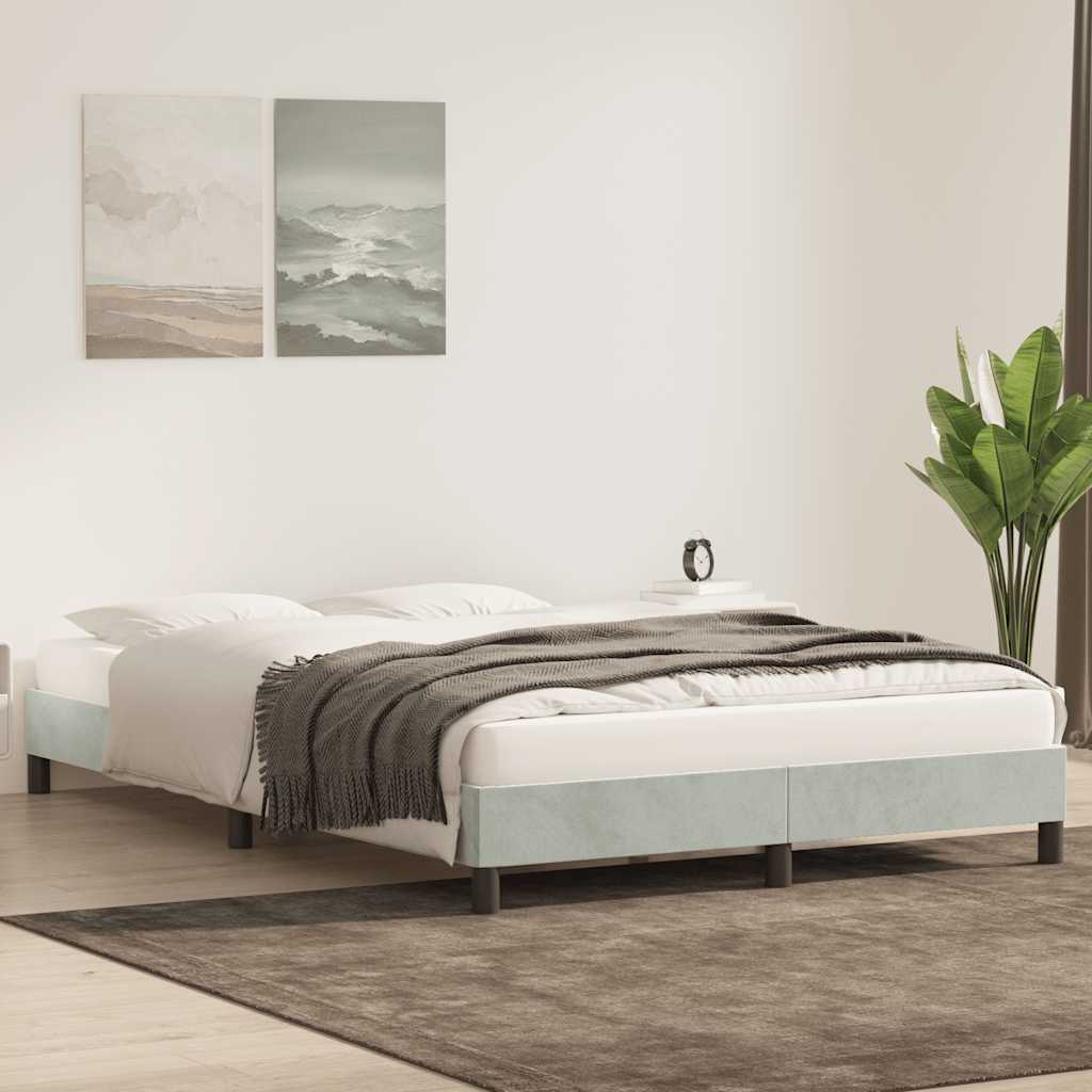 Bedframe zonder matras 140x220 cm fluweel lichtgrijs is nu te koop bij PeponiXL, paradijselijk wonen!