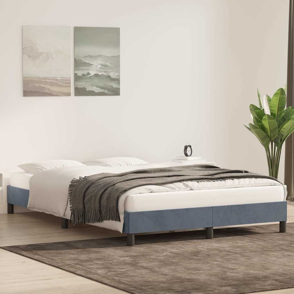 Bedframe zonder matras 140x220 cm fluweel donkergrijs is nu te koop bij PeponiXL, paradijselijk wonen!