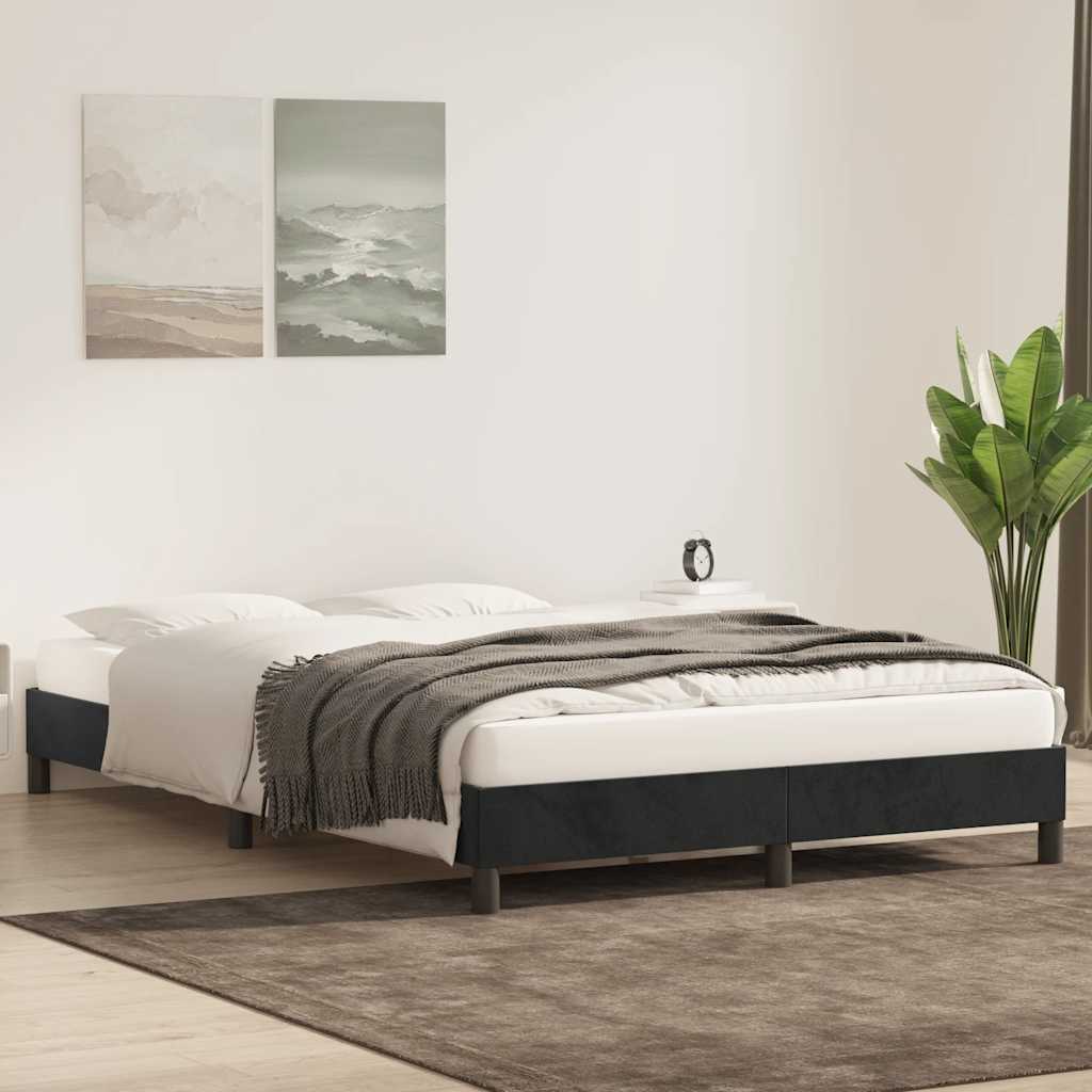 Bedframe zonder matras 140x220 cm fluweel zwart is nu te koop bij PeponiXL, paradijselijk wonen!