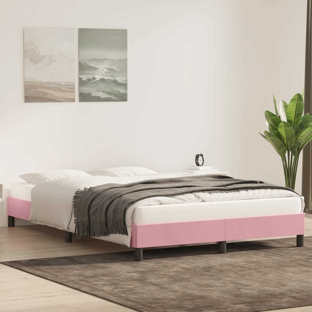 Bedframe zonder matras 140x220 cm fluweel roze is nu te koop bij PeponiXL, paradijselijk wonen!