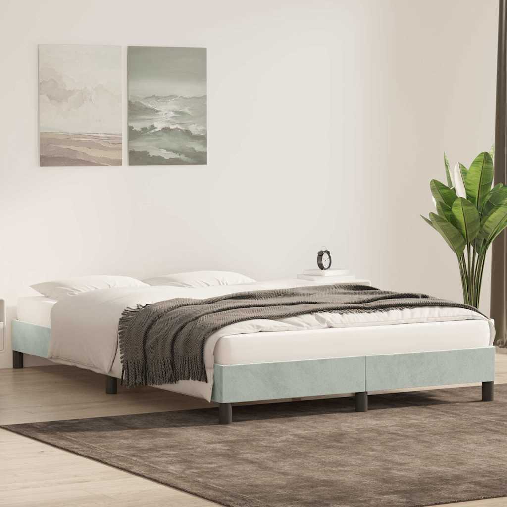 Bedframe zonder matras 160x220 cm fluweel lichtgrijs is nu te koop bij PeponiXL, paradijselijk wonen!