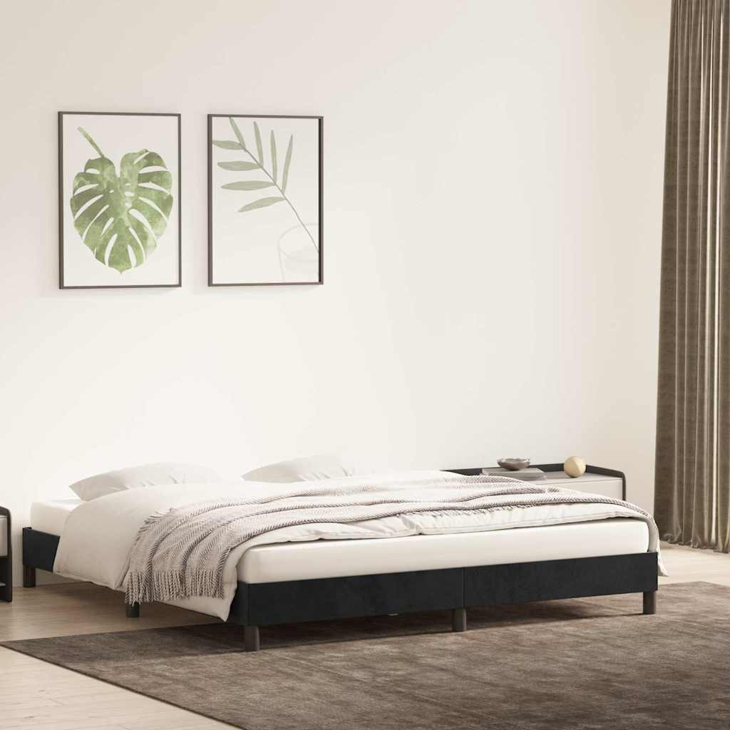 Bedframe zonder matras 180x220 cm fluweel zwart is nu te koop bij PeponiXL, paradijselijk wonen!