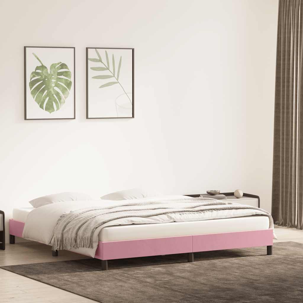Bedframe zonder matras 180x220 cm fluweel roze is nu te koop bij PeponiXL, paradijselijk wonen!