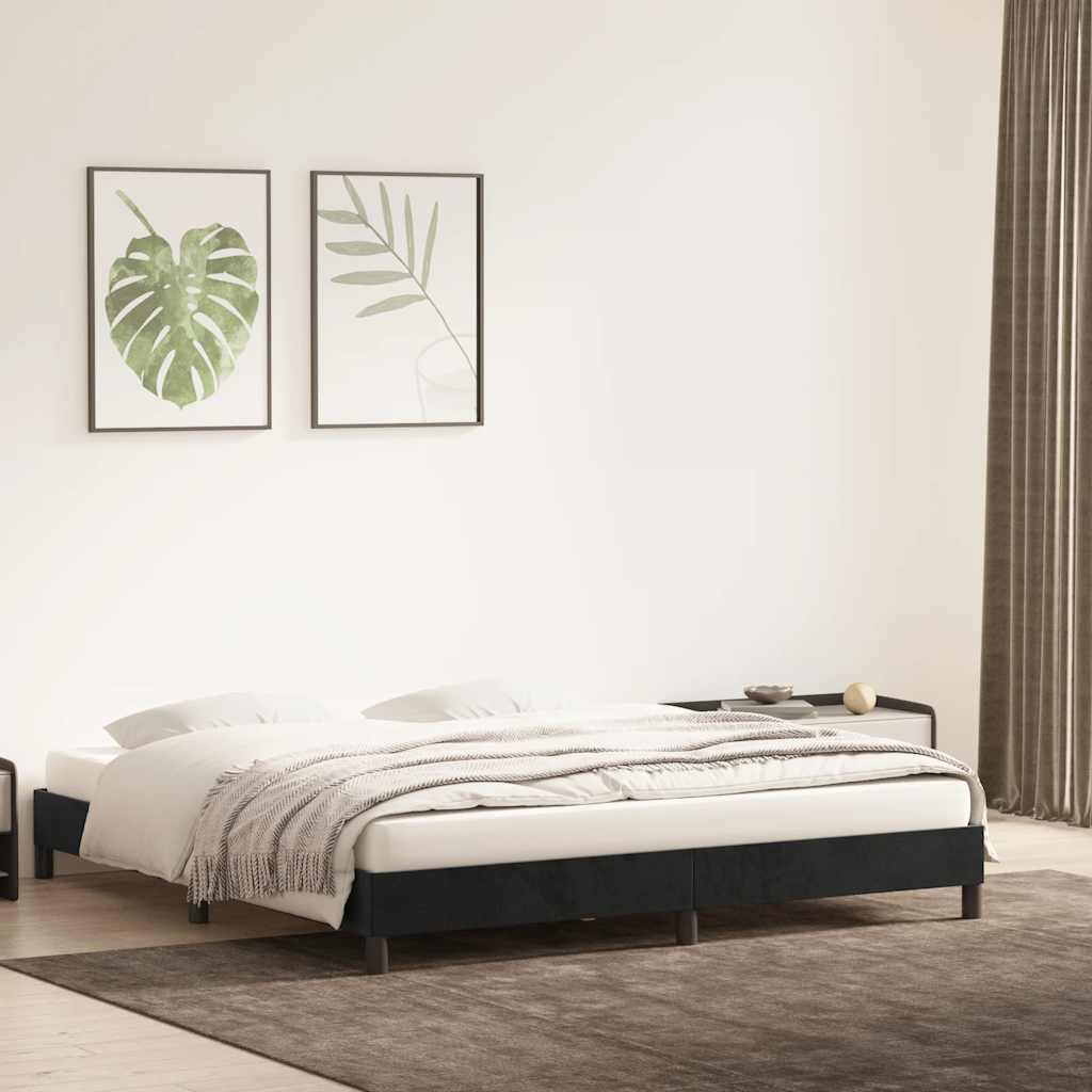 Bedframe zonder matras 200x220 cm fluweel zwart is nu te koop bij PeponiXL, paradijselijk wonen!