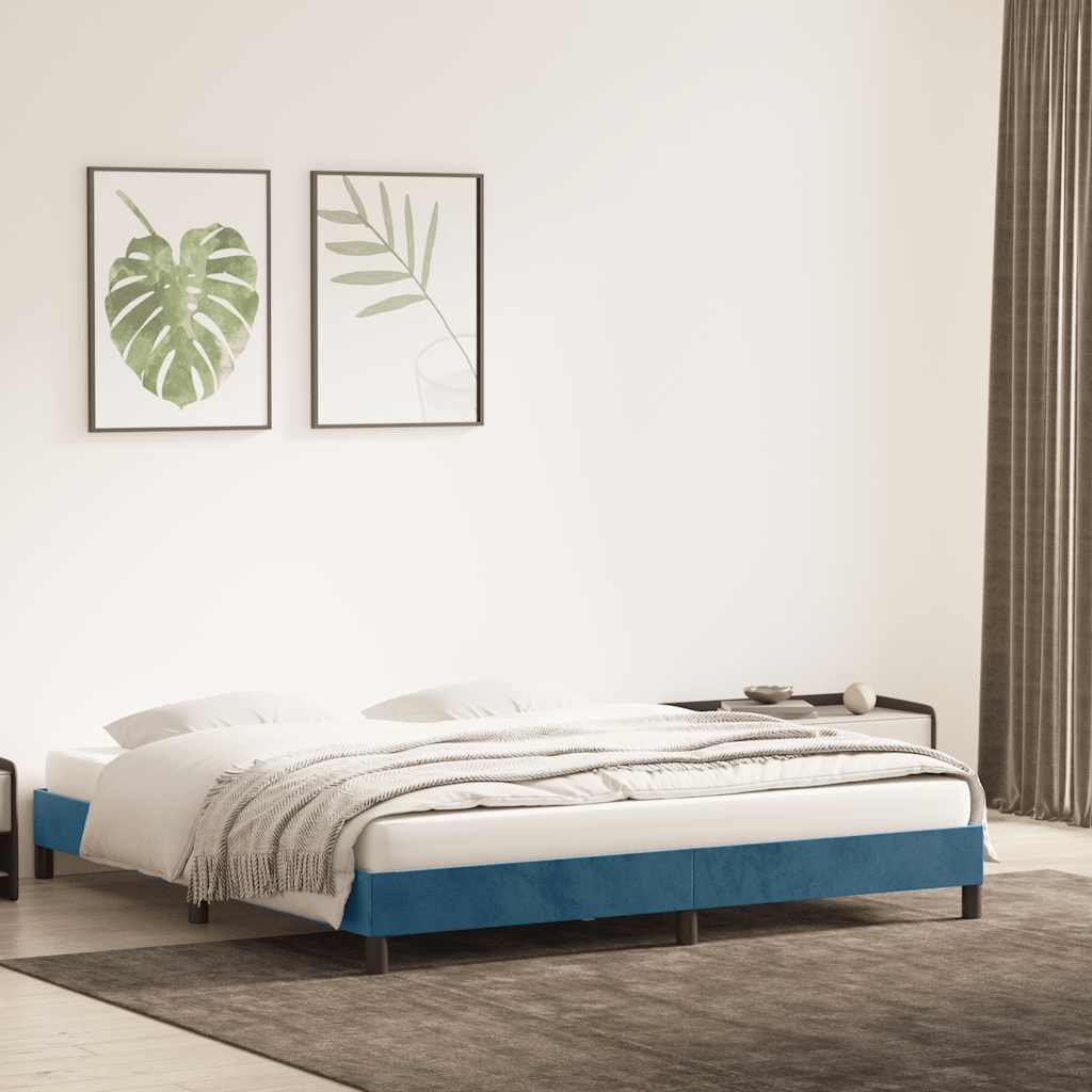 Bedframe zonder matras 200x220 cm fluweel donkerblauw is nu te koop bij PeponiXL, paradijselijk wonen!
