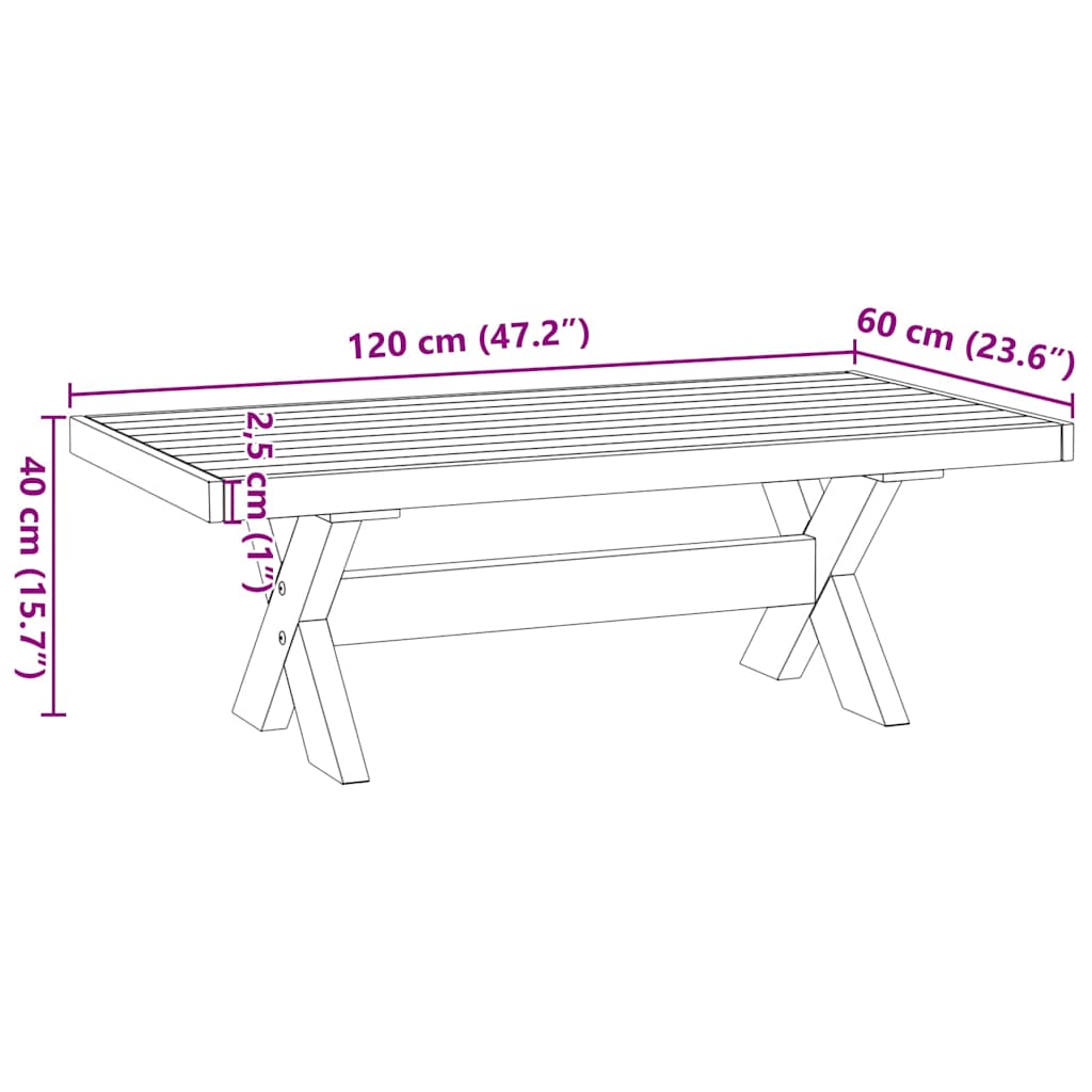Salontafel NOAIN X-vormige poten 120x60x40 cm massief hout is nu te koop bij PeponiXL, paradijselijk wonen!