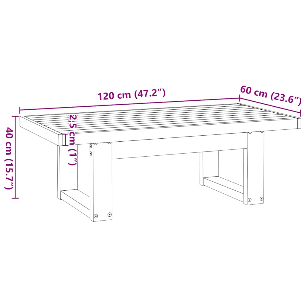 Salontafel NOAIN U-vormige poten 120x60x40 cm massief hout is nu te koop bij PeponiXL, paradijselijk wonen!