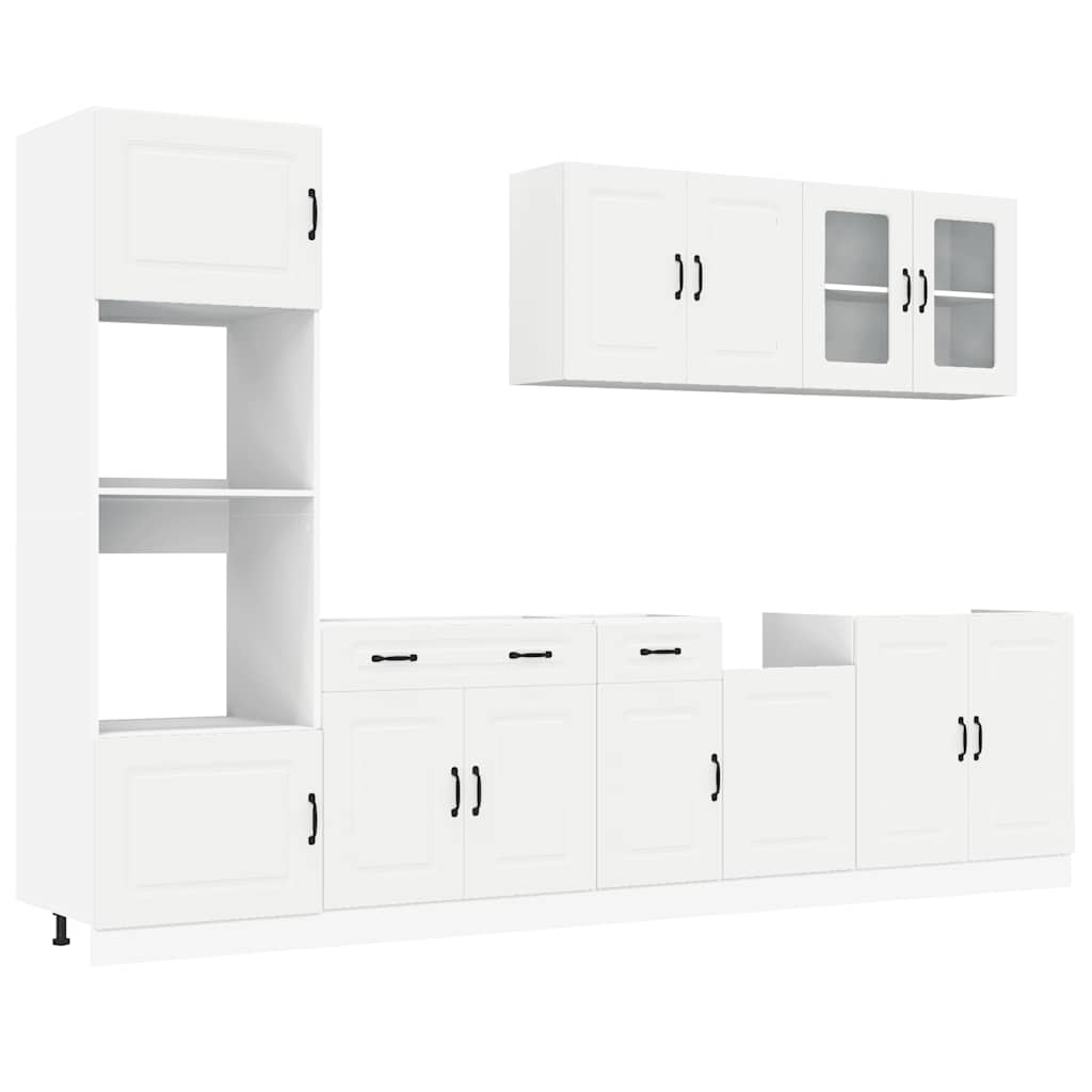 7-delige Keukenkastenset Kalmar bewerkt hout wit is nu te koop bij PeponiXL, paradijselijk wonen!