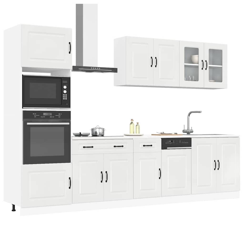 7-delige Keukenkastenset Kalmar bewerkt hout glanzend wit is nu te koop bij PeponiXL, paradijselijk wonen!