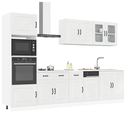 7-delige Keukenkastenset Kalmar bewerkt hout glanzend wit is nu te koop bij PeponiXL, paradijselijk wonen!