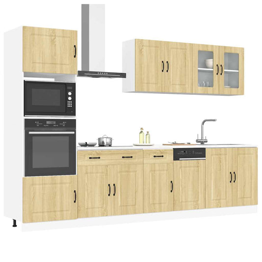 7-delige Keukenkastenset Kalmar bewerkt hout sonoma eikenkleur is nu te koop bij PeponiXL, paradijselijk wonen!
