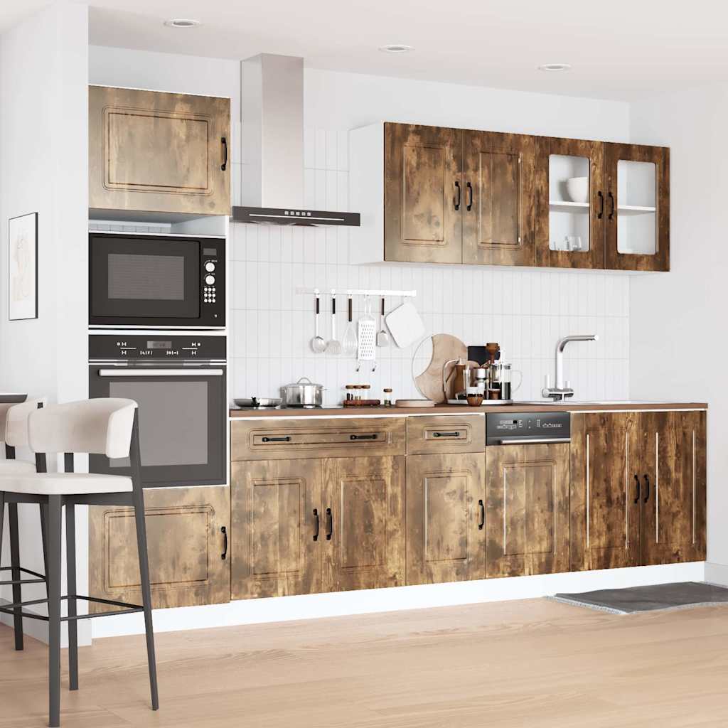 7-delige Keukenkastenset Kalmar bewerkt hout gerookt eiken is nu te koop bij PeponiXL, paradijselijk wonen!