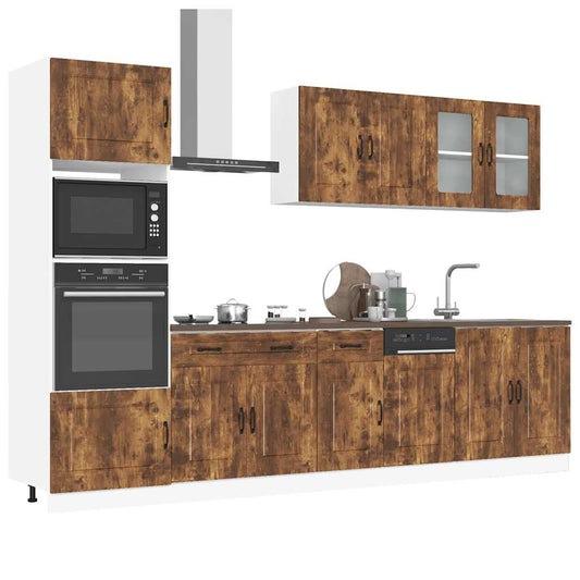 7-delige Keukenkastenset Kalmar bewerkt hout gerookt eiken is nu te koop bij PeponiXL, paradijselijk wonen!