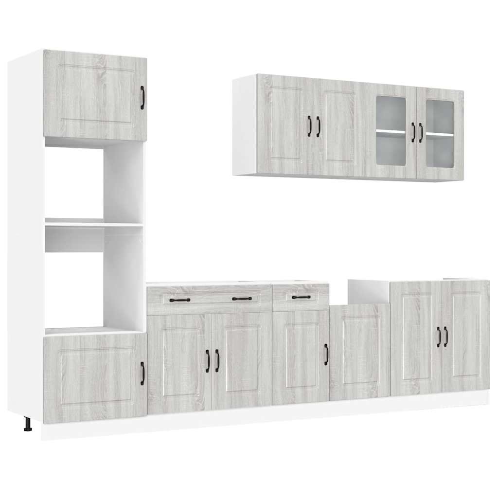 7-delige Keukenkastenset Kalmar bewerkt hout grijs sonoma eiken is nu te koop bij PeponiXL, paradijselijk wonen!