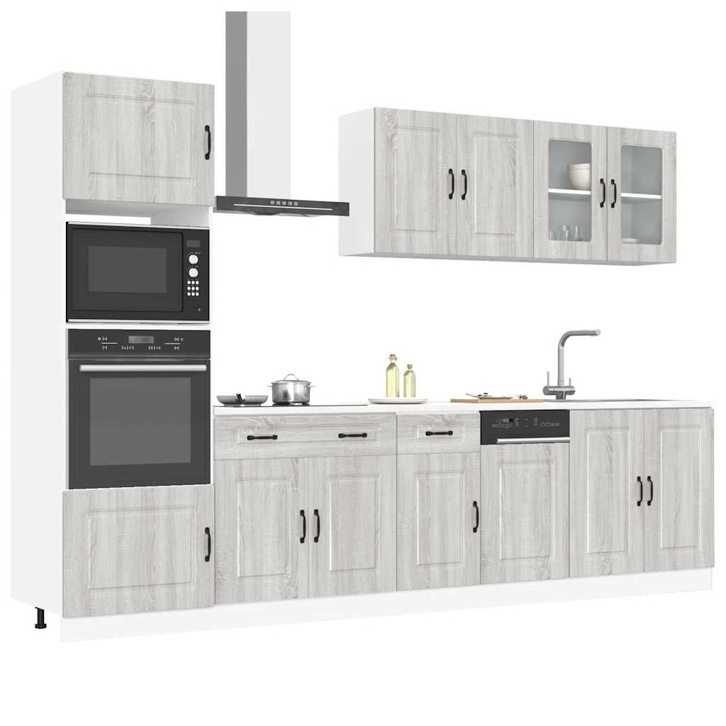 7-delige Keukenkastenset Kalmar bewerkt hout grijs sonoma eiken is nu te koop bij PeponiXL, paradijselijk wonen!