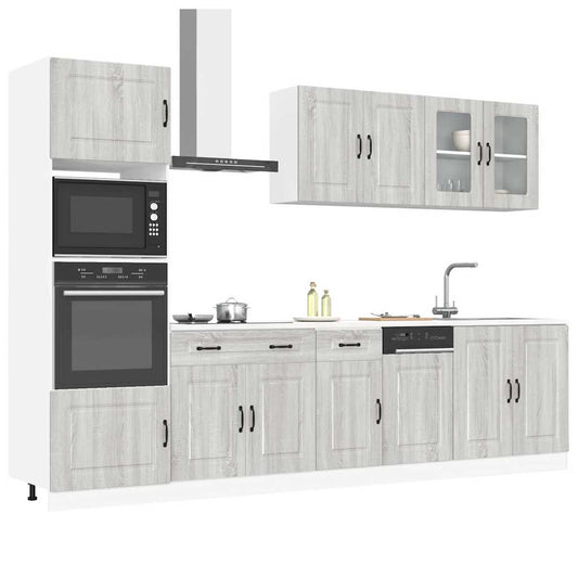 7-delige Keukenkastenset Kalmar bewerkt hout grijs sonoma eiken is nu te koop bij PeponiXL, paradijselijk wonen!