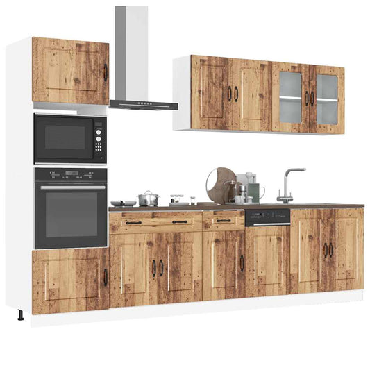 7-delige Keukenkastenset Kalmar bewerkt hout oud houtkleurig is nu te koop bij PeponiXL, paradijselijk wonen!