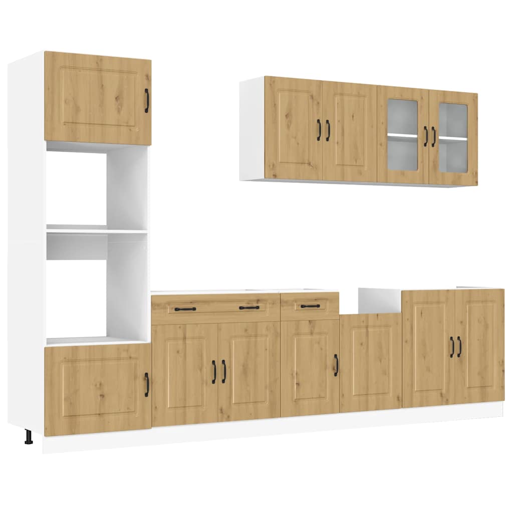 7-delige Keukenkastenset Kalmar bewerkt hout artisanaal eiken is nu te koop bij PeponiXL, paradijselijk wonen!