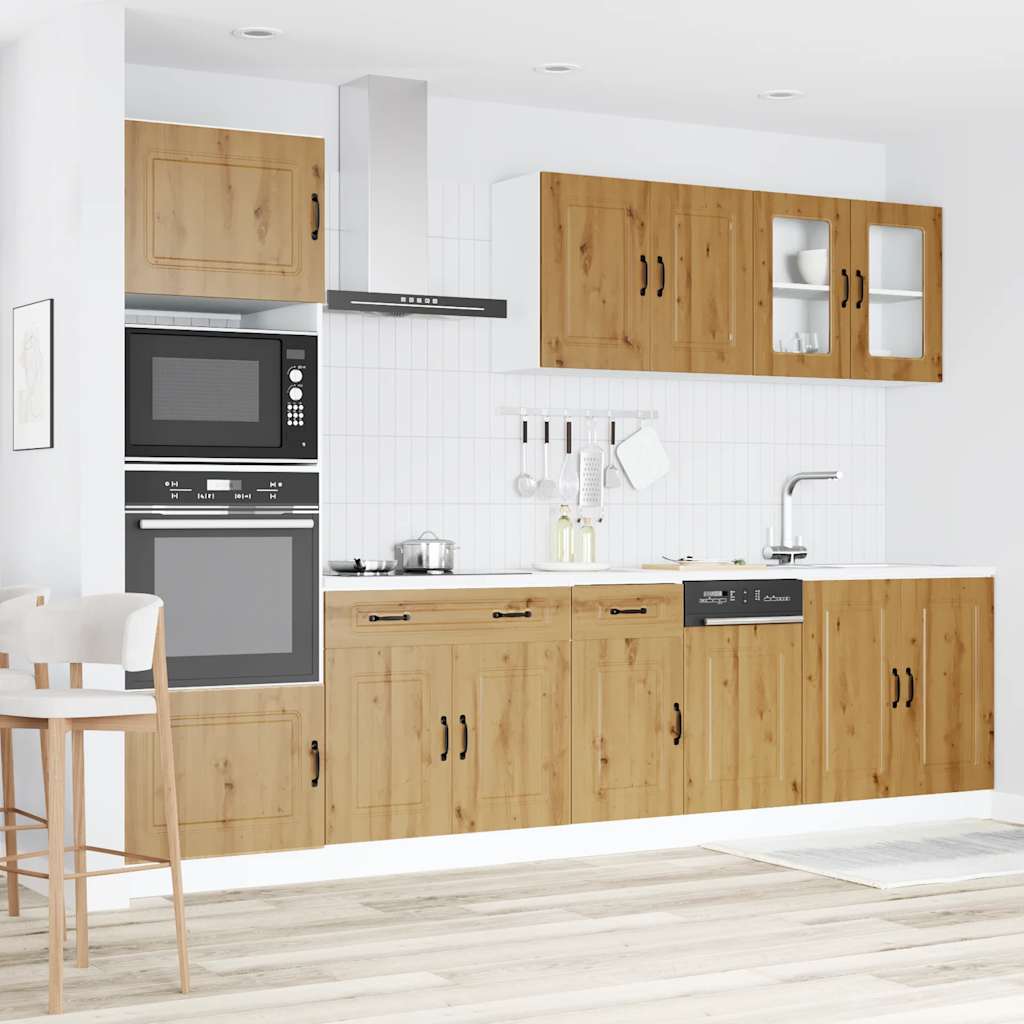 7-delige Keukenkastenset Kalmar bewerkt hout artisanaal eiken is nu te koop bij PeponiXL, paradijselijk wonen!